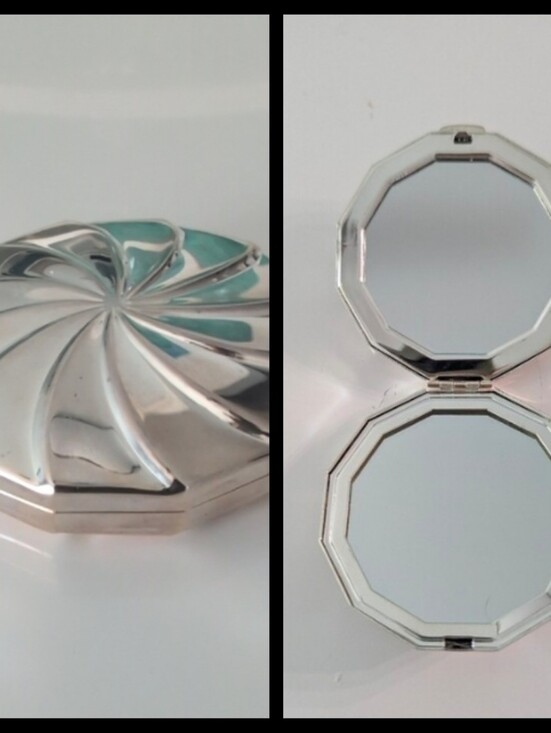 Other - Compact Octagonal Silver Pocket Purse Mirror - Portable Travel Mirror